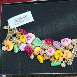 Betsey Johnson Multicolor Charm Bracelet with Gold and Pearl Accents